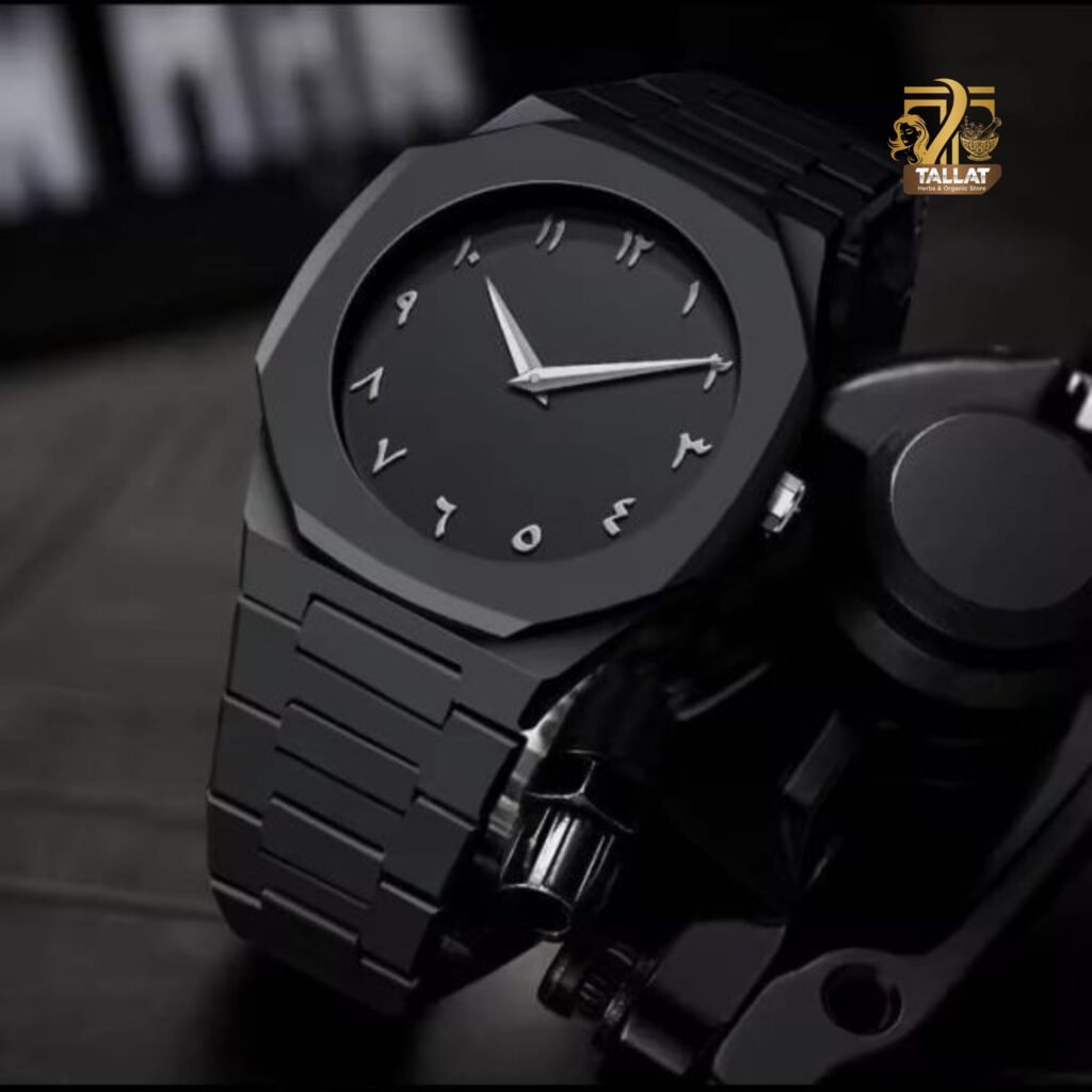 Aura Quartz Black Arabic Dial Watch for Men – Lightweight Fashion Quartz Wrist Watch with Arabic Numerals Pakistan