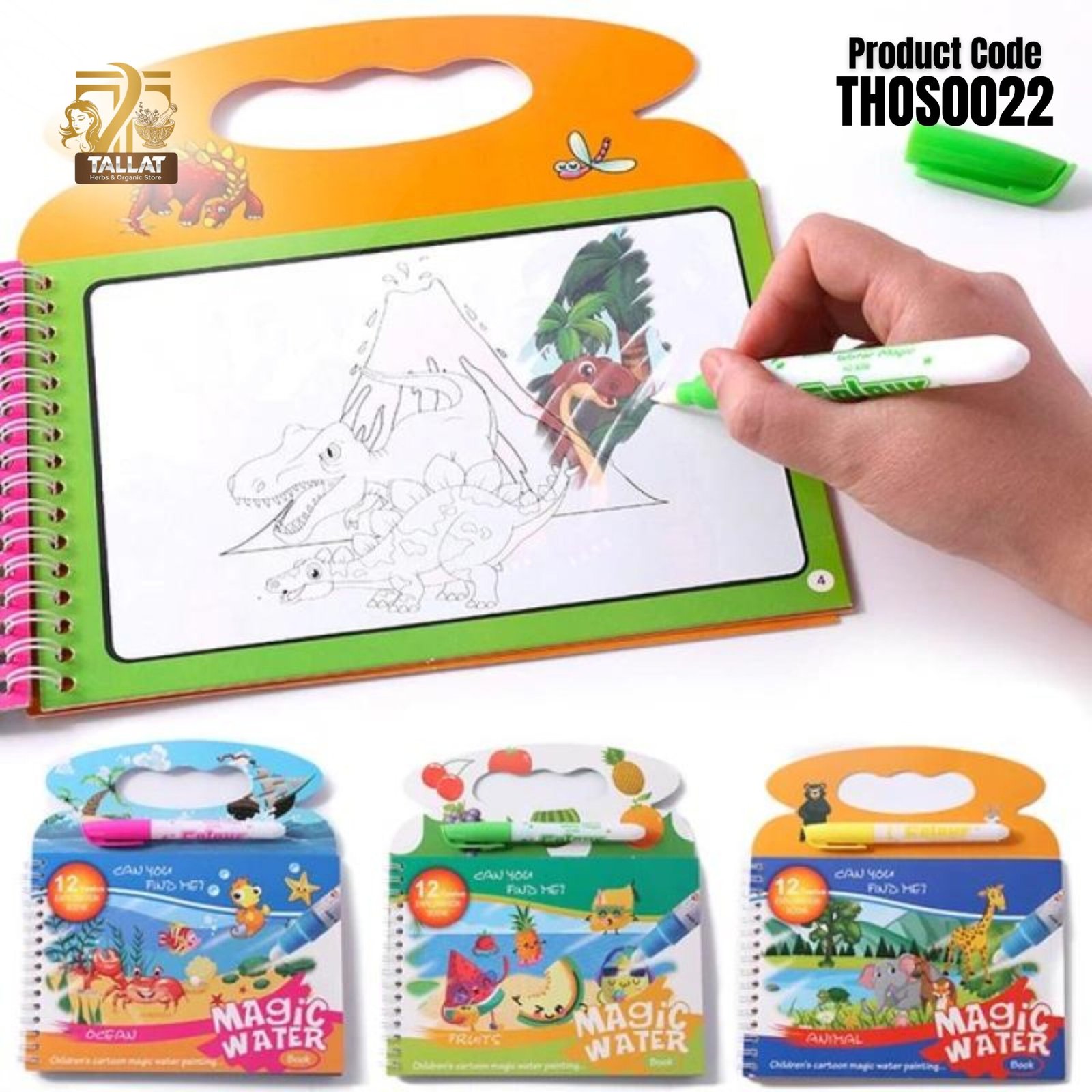 Reusable Water Paint Book for Kids | Magic Drawing Coloring Book (Mess-Free Learning Toy) – Tallat Herbs - Image 2