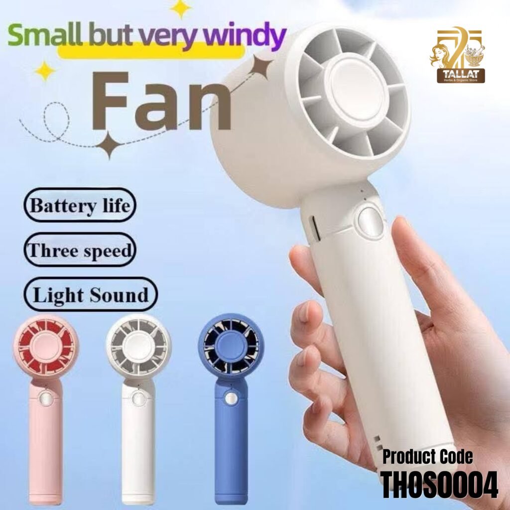 Portable Mini Turbo Handheld Fan by TallatHerbs – Premium Rechargeable Cooling Anywhere