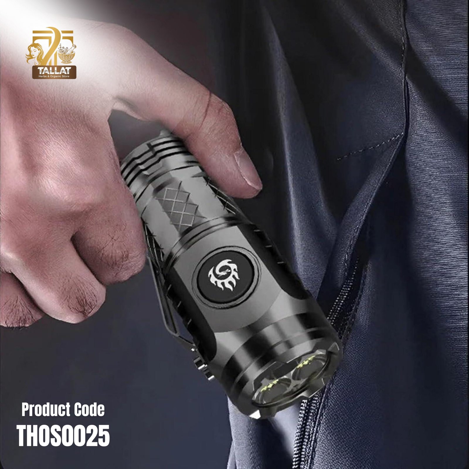 Three-Eye Mini LED Flashlight High Lumens | Rechargeable Long Range Portable Torch for Outdoor & Emergency – Tallat Herbs - Image 3