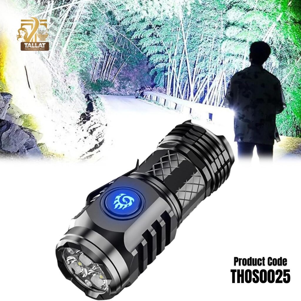 Three-Eye Mini LED Flashlight High Lumens | Rechargeable Long Range Portable Torch for Outdoor & Emergency – Tallat Herbs