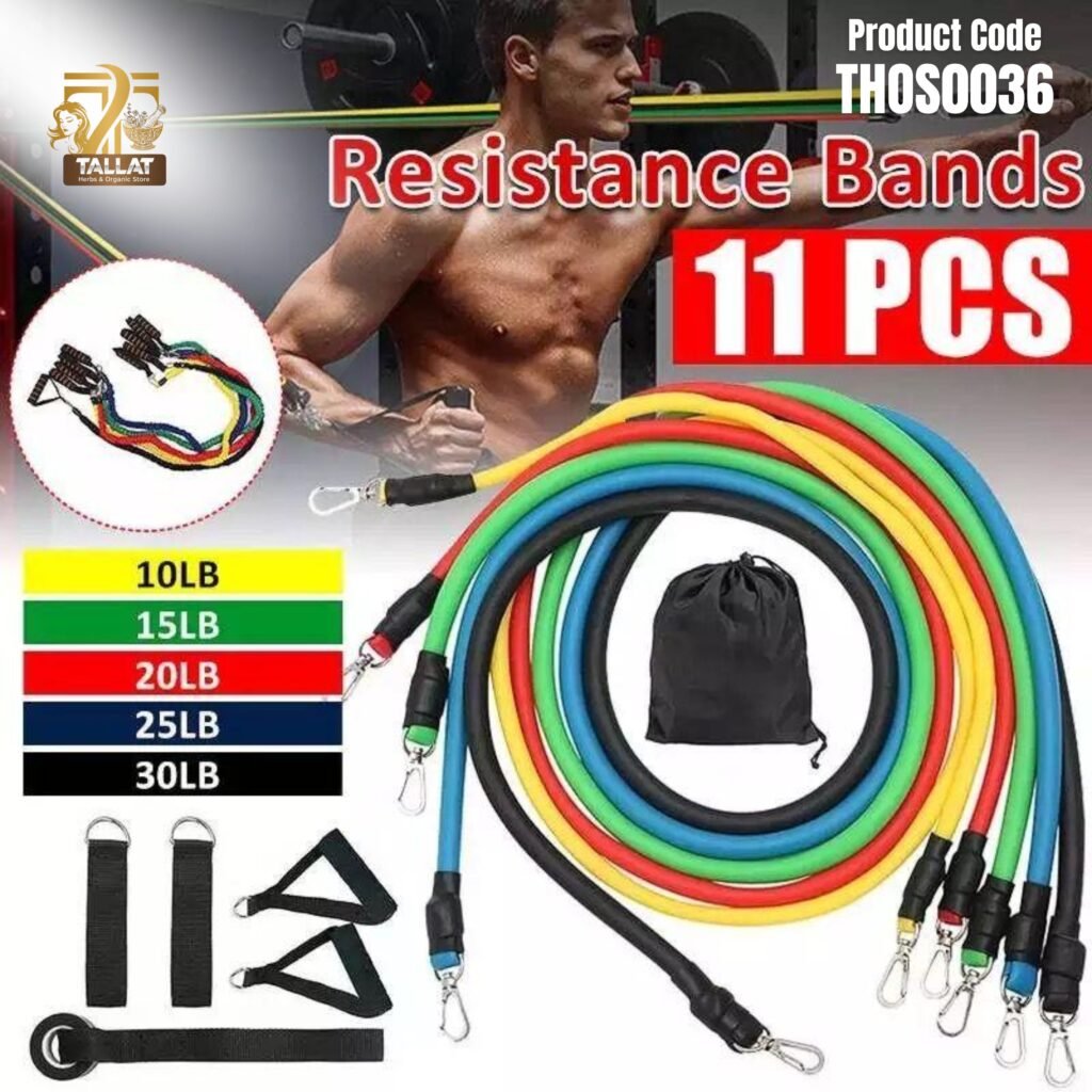 11PCS Power Exercise Resistance Band Set 5-in-1 – Full Body Workout Fitness Bands for Men & Women | Home Gym Equipment by Tallat Herbs
