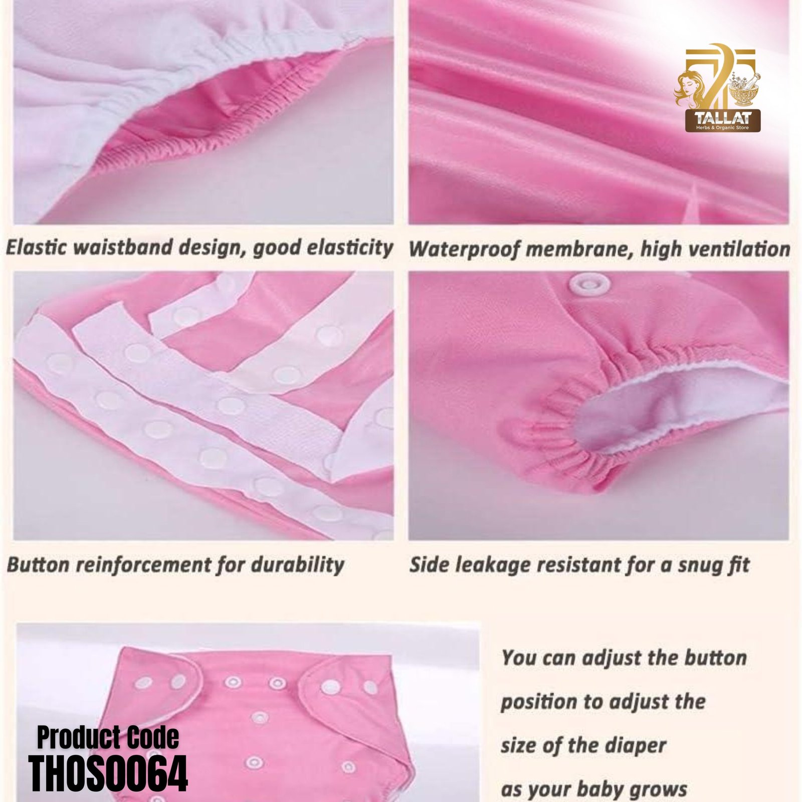 Button Diaper Adjustable Washable Cloth Diaper Reusable Soft Comfortable Baby Diaper for Infants and Toddlers - Image 4