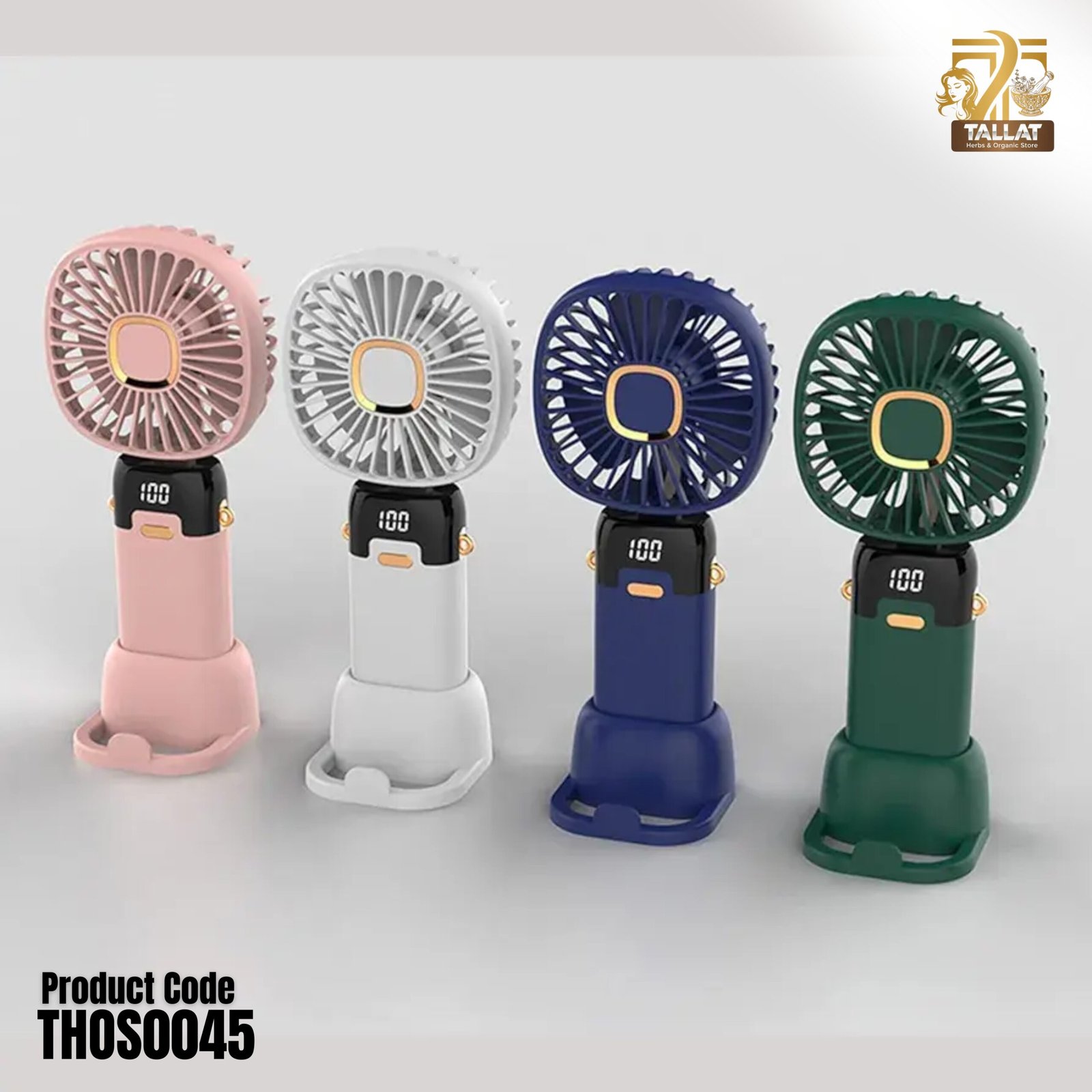 Foldable USB Neck Hanging Fan Rechargeable 5 Speed Portable Cooling Fan with LED Display Screen and Phone Stand - Image 3