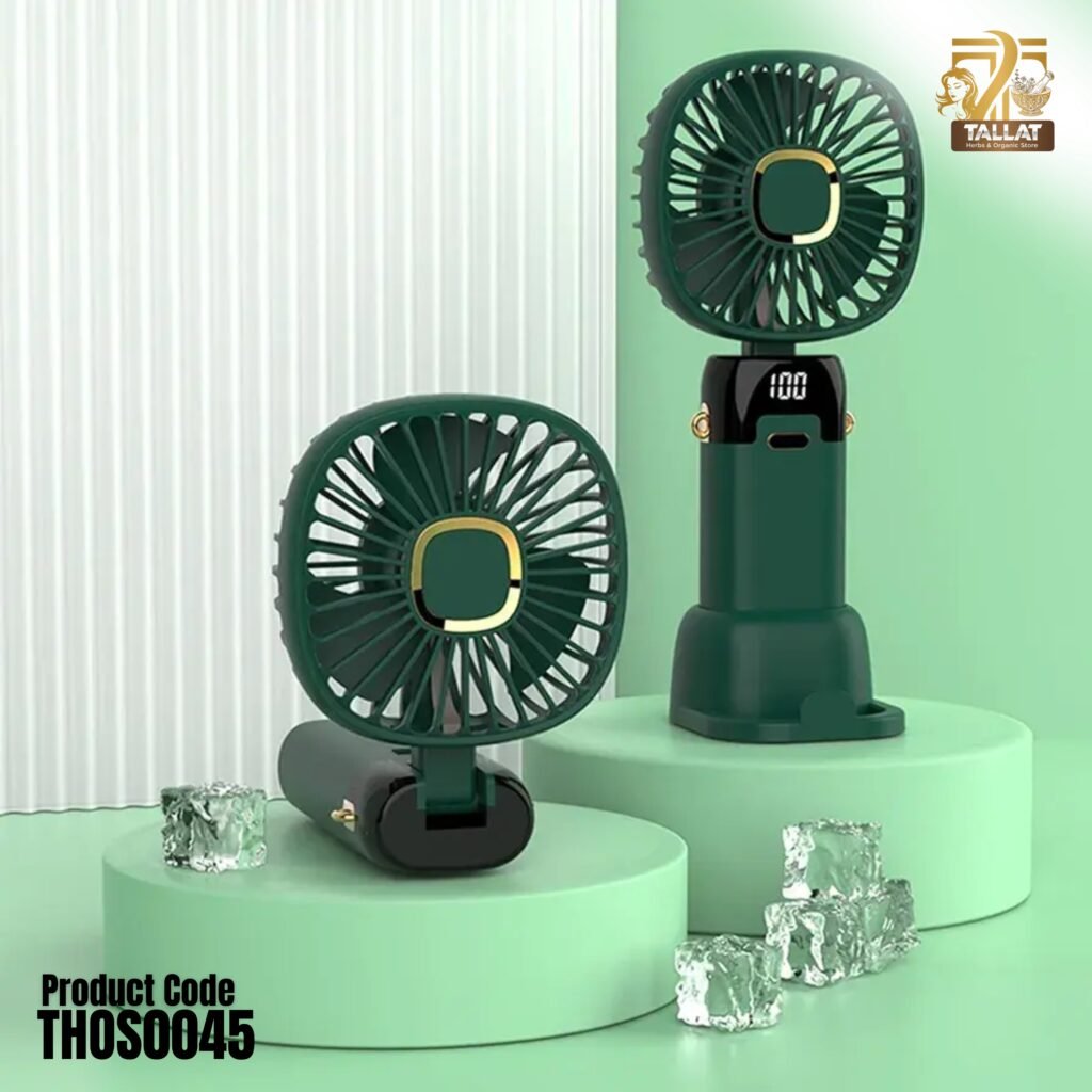 Foldable USB Neck Hanging Fan Rechargeable 5 Speed Portable Cooling Fan with LED Display Screen and Phone Stand