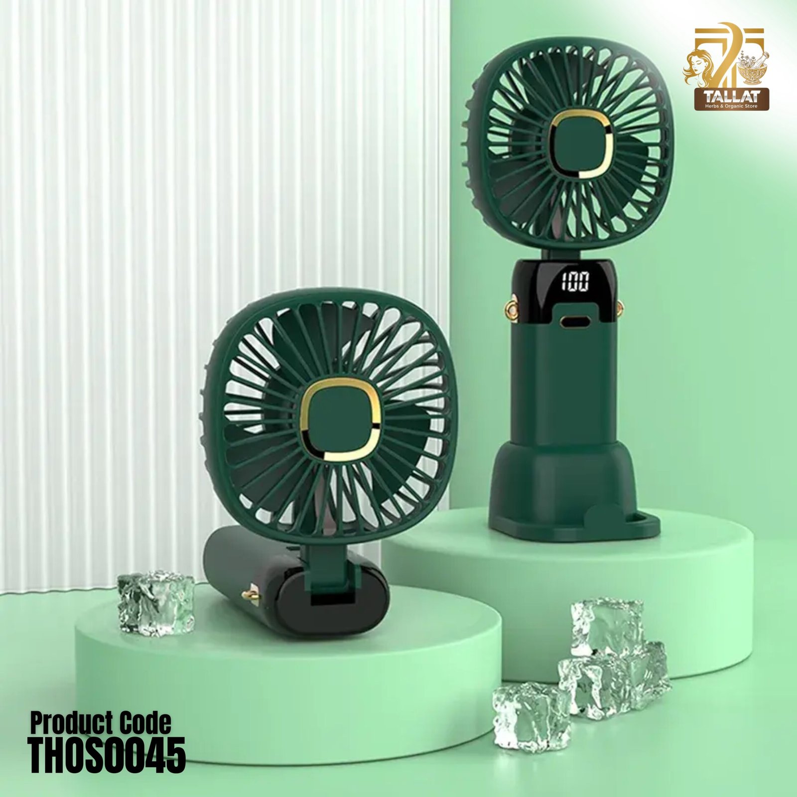 Foldable USB Neck Hanging Fan Rechargeable 5 Speed Portable Cooling Fan with LED Display Screen and Phone Stand