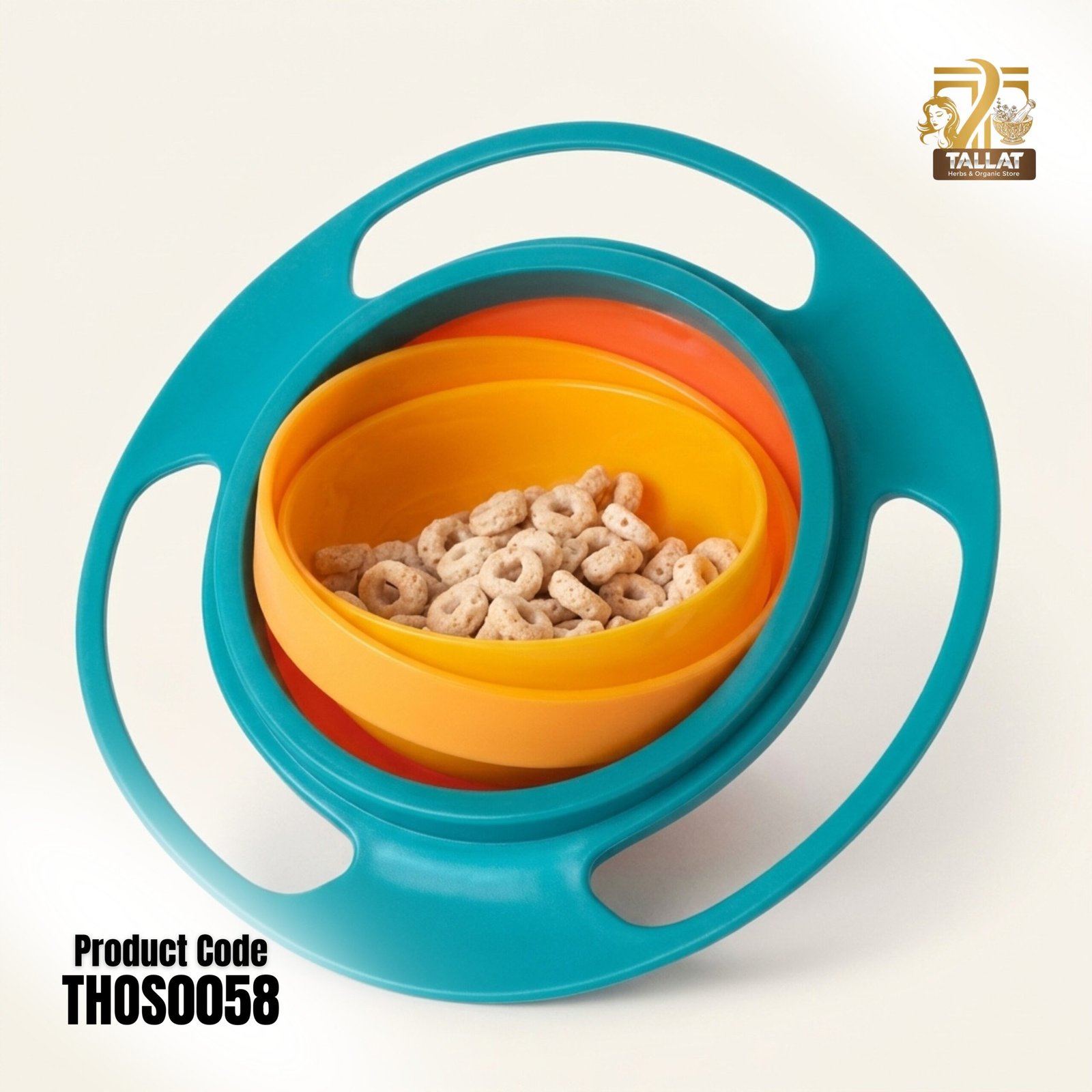 Gyro Bowl 360° Rotating Spill-Proof Snack Bowl for Kids – Anti Spill Food Container with Lid | Tallat Herbs - Image 2