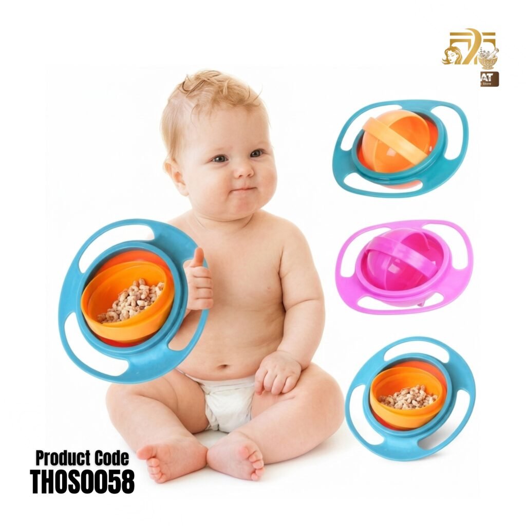 Gyro Bowl 360° Rotating Spill-Proof Snack Bowl for Kids – Anti Spill Food Container with Lid | Tallat Herbs