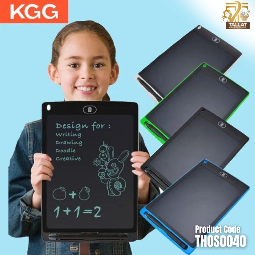 LCD Writing Tablet 8.5 Inch – Kids Drawing Pad Single Color Doodle Board with Protective Cover  Reusable Writing Tablet by Tallat Herbs