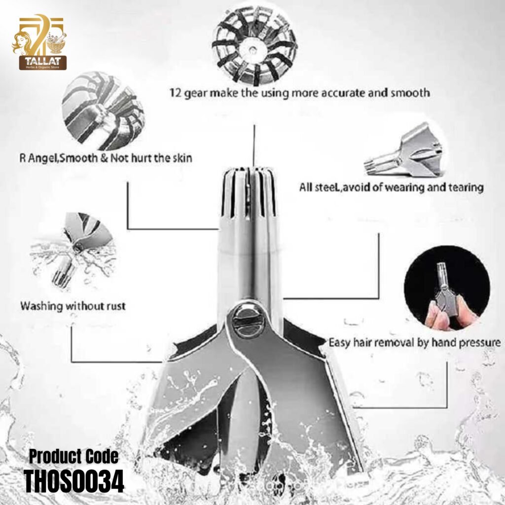 Manual Nose Hair Trimmer Mini Portable Stainless Steel – Safe & Painless Nose & Ear Hair Remover for Men & Women Tallat Herbs