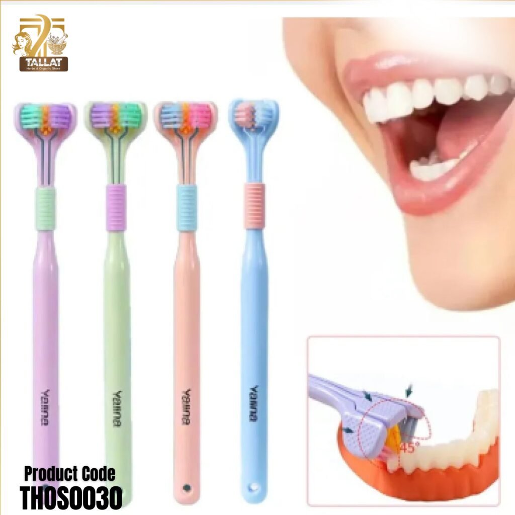 Three-Sided Toothbrush with Soft Bristles – 360° Deep Cleaning Toothbrush with Replaceable Heads | Tallat Herbs