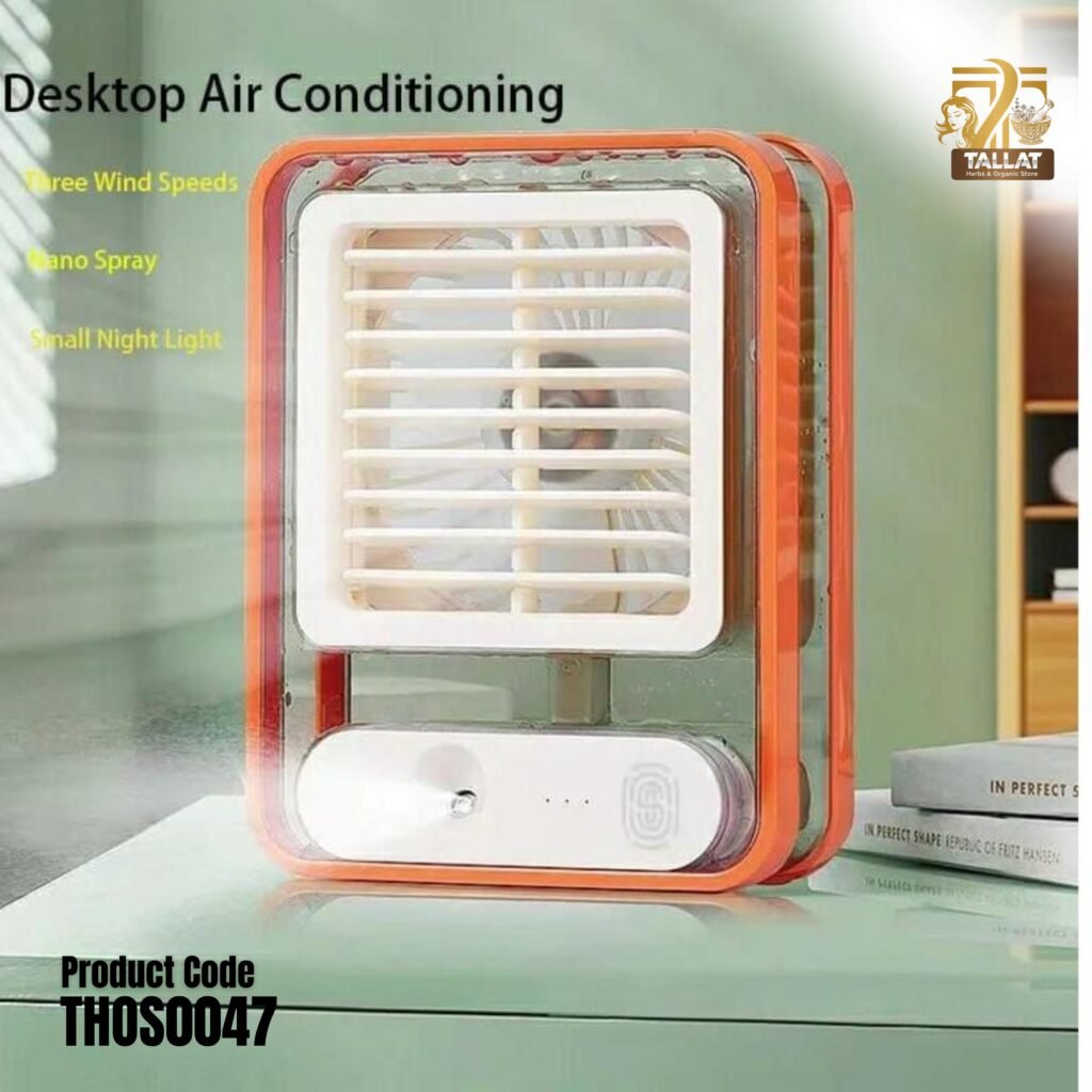 Type C Rechargeable Portable Desktop Air Conditioner Mini Fan with 3 Speed Spray Humidifier and Air Purifier Cooling Fan
