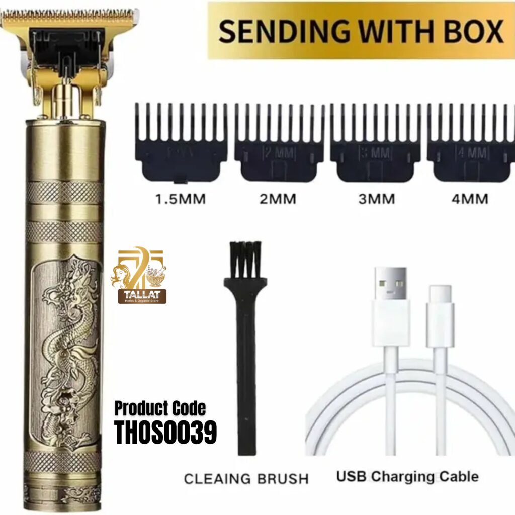 Vintage T9 Dragon Style Metal Trimmer – Professional Rechargeable Hair Clipper for Barber & Home Use | Tallat Herbs