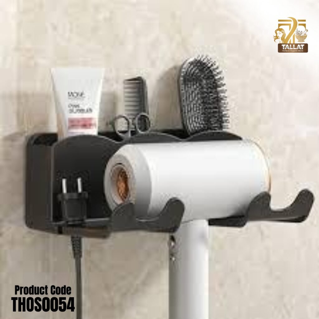 Wall-Mounted Hair Dryer Holder with Storage Shelf – Multifunctional Bathroom Organizer Stand for Hair Styling Tools | Tallat Herbs