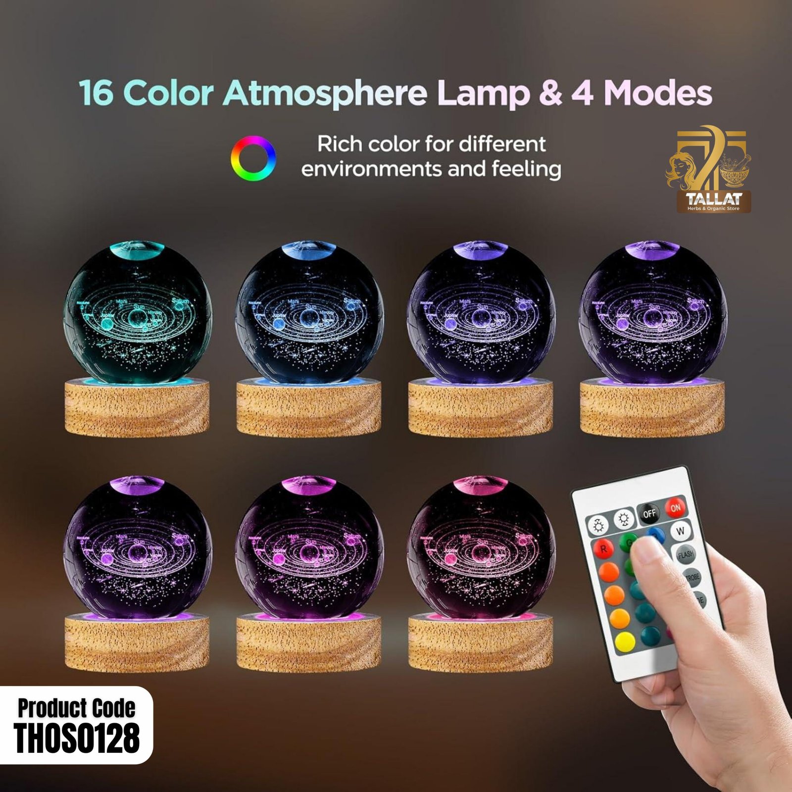 16 Colors Crystal Ball Lamp with Remote – Color Changing LED Night Light for Home Decor - Image 2