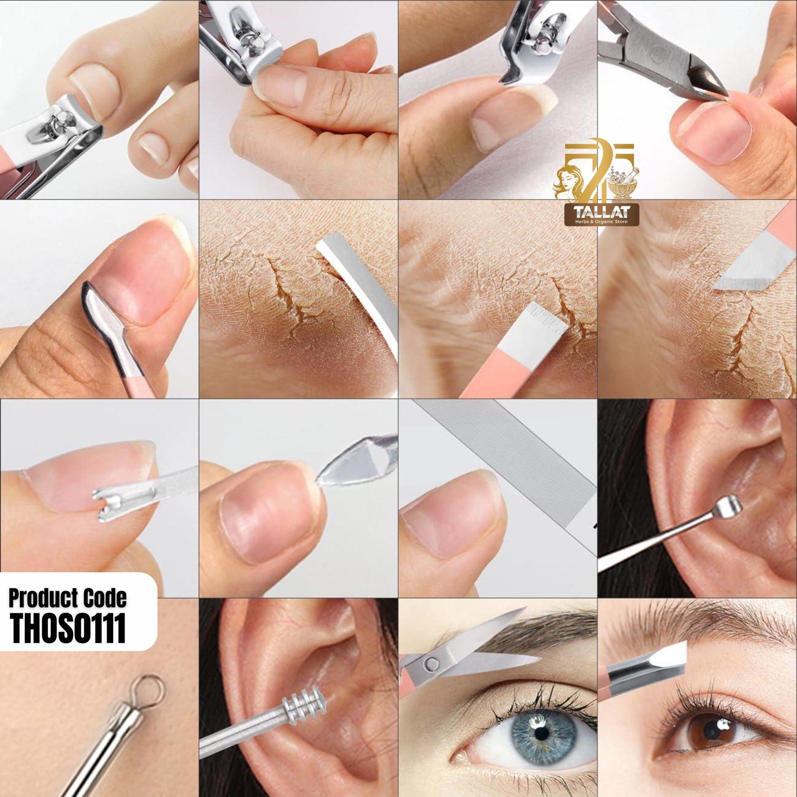 16 in 1 Nail Cutter Set Stainless Steel Manicure Pedicure Kit with Folding Storage Bag - Image 2