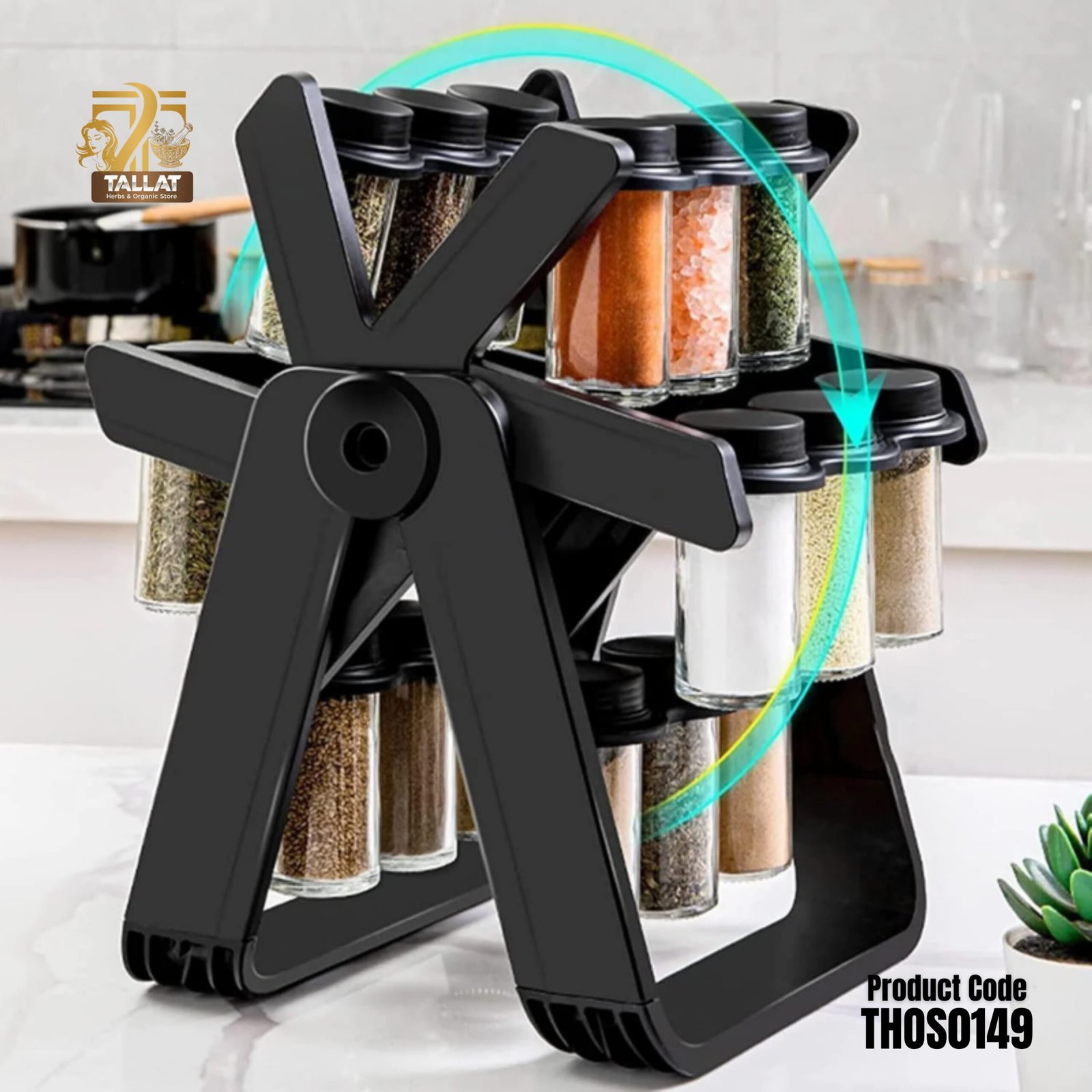 18 PCS Ferris Wheel Spice Rack 360° Rotating Kitchen Spice Organizer - Image 2