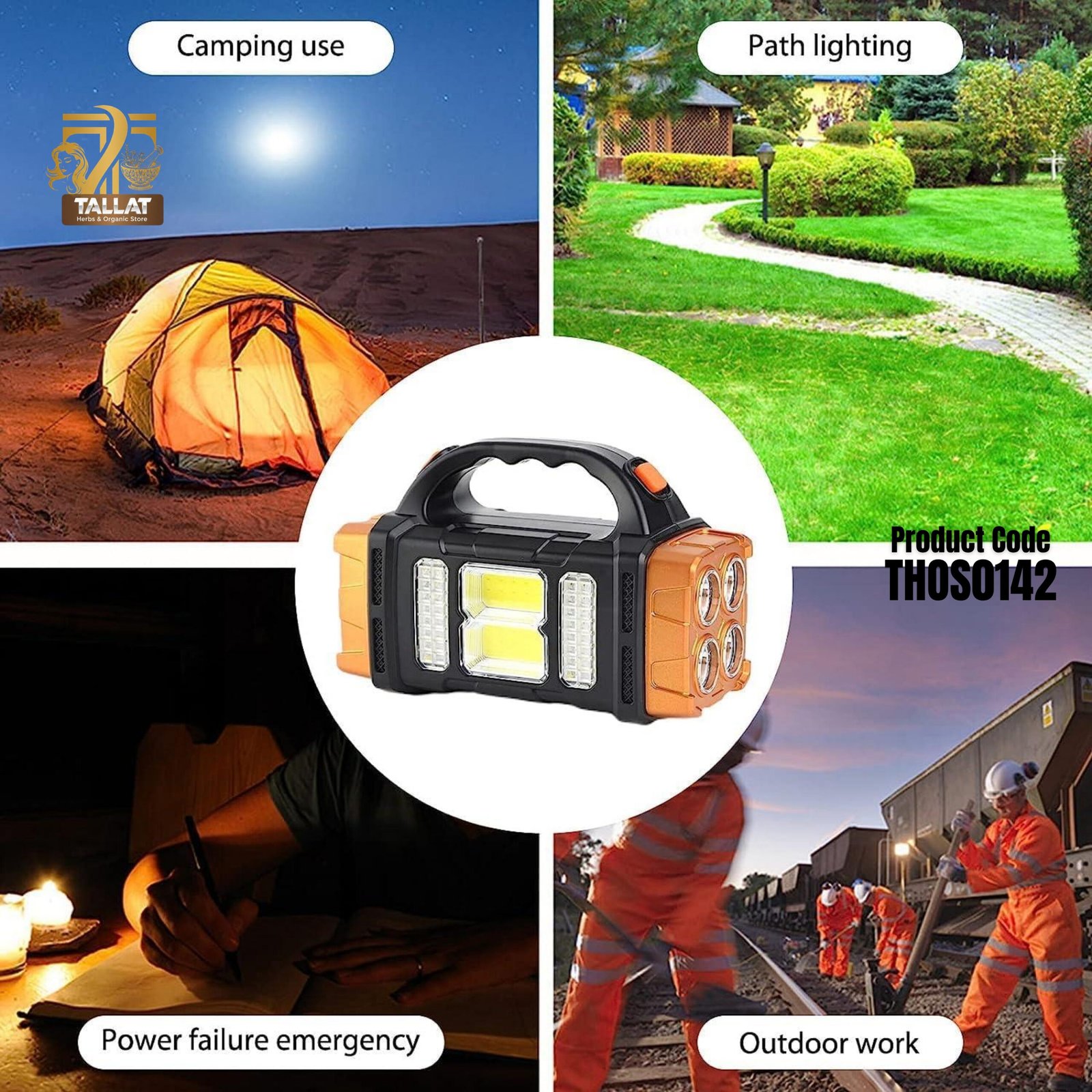 2 in 1 Rechargeable Solar Charging LED Double Sided Handy Heavy Bulb Light - Image 3