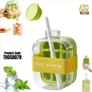2-in-1 Zero Touch Ice Cube Bottle with Press Release Tray and Lid Portable Ice Maker Water Bottle for Home and Travel