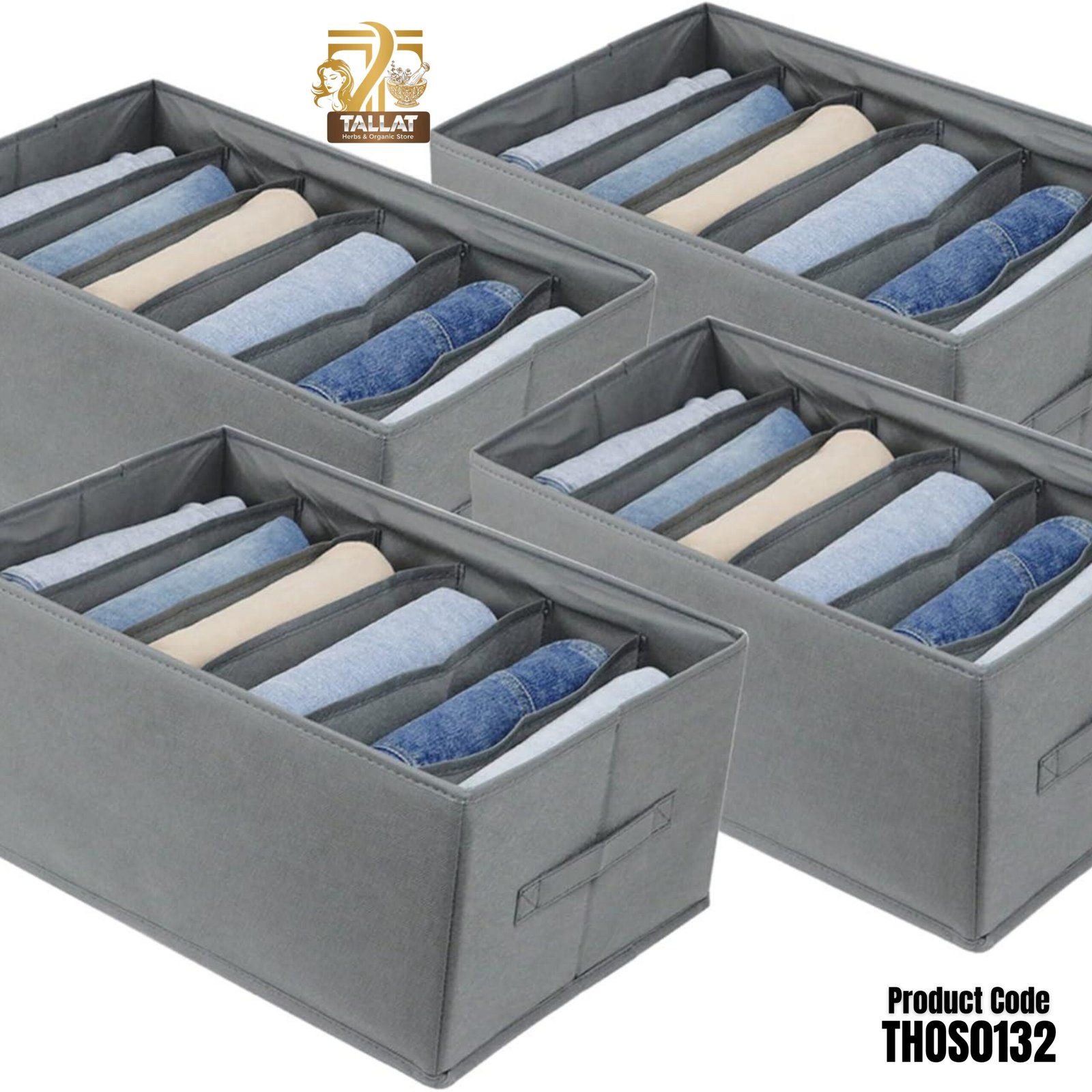 6 Grid Jeans and Clothes Organizer Foldable WardrobeLarge Drawer Organizer for Folded Clothes - Image 2