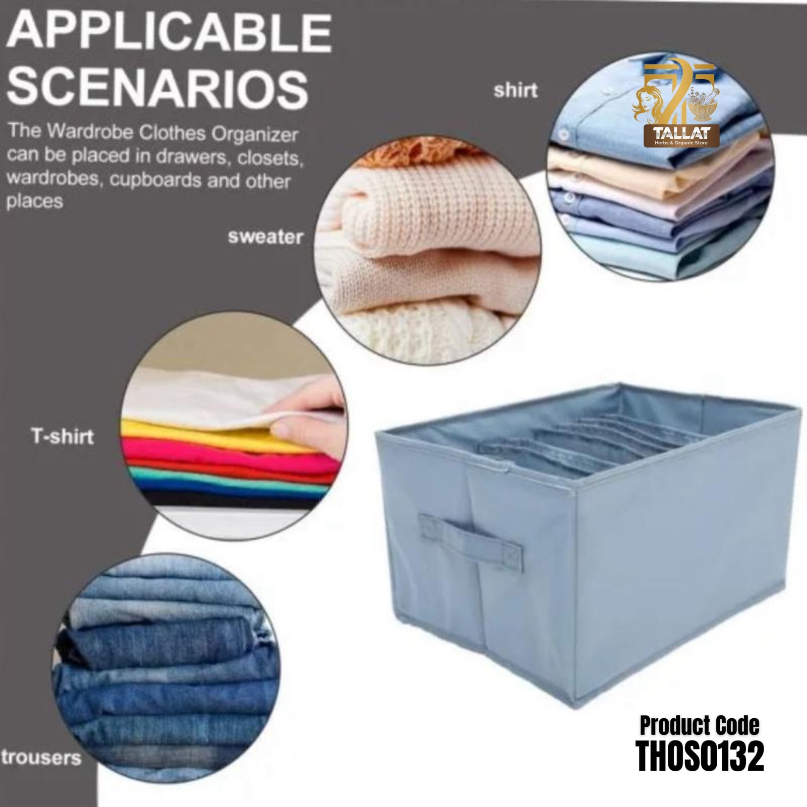 6 Grid Jeans and Clothes Organizer Foldable WardrobeLarge Drawer Organizer for Folded Clothes - Image 3
