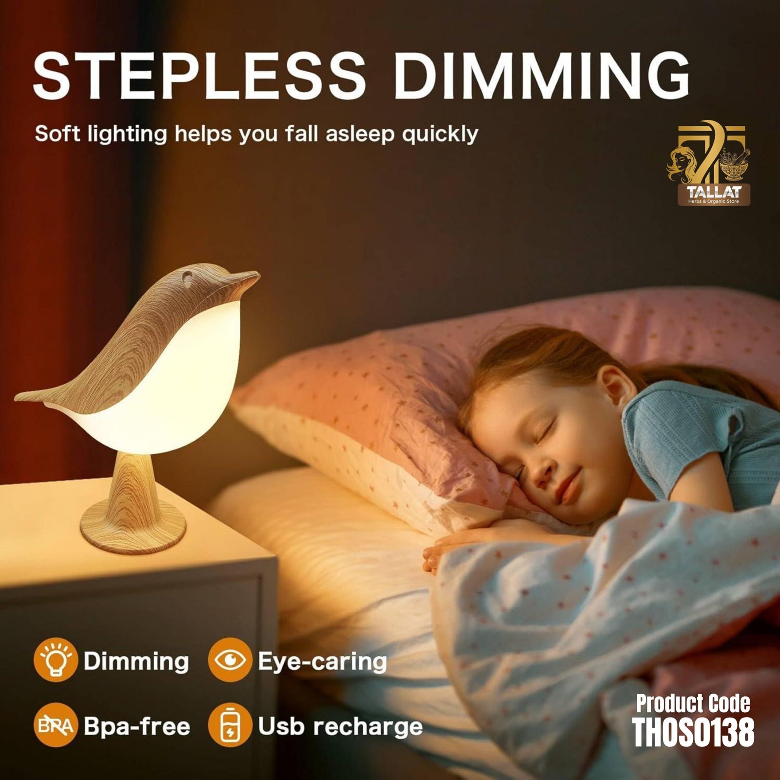Bird Cordless Table Lamp – Rechargeable Desk Lamp with 3 Color Temperatures & Touch Sensor - Image 3