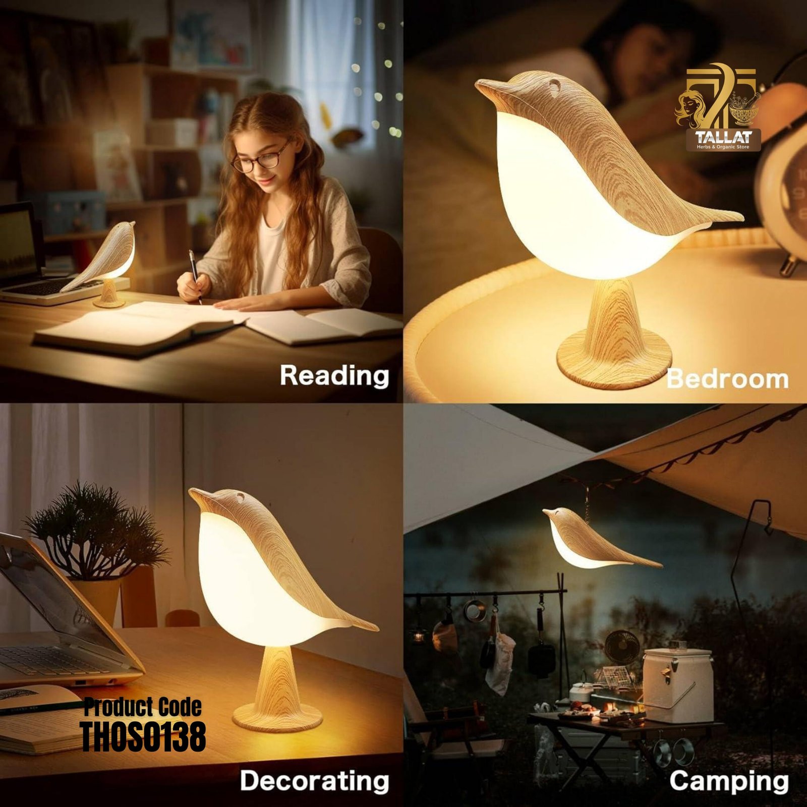 Bird Cordless Table Lamp – Rechargeable Desk Lamp with 3 Color Temperatures & Touch Sensor - Image 2