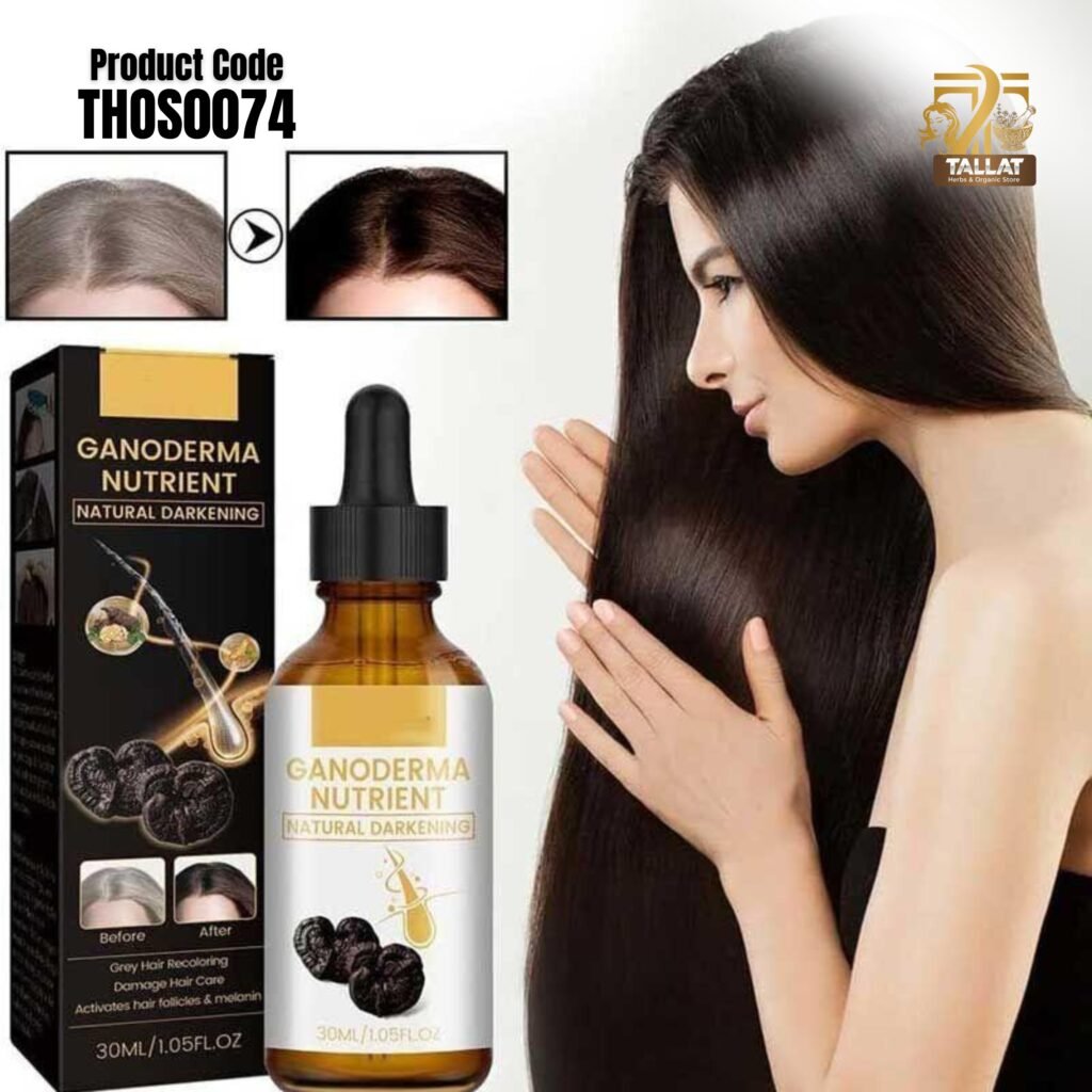 Black Ganoderma Lucidum Hair Serum 30ml Nourishing Hair Care Serum for Healthy Looking Dark Hair