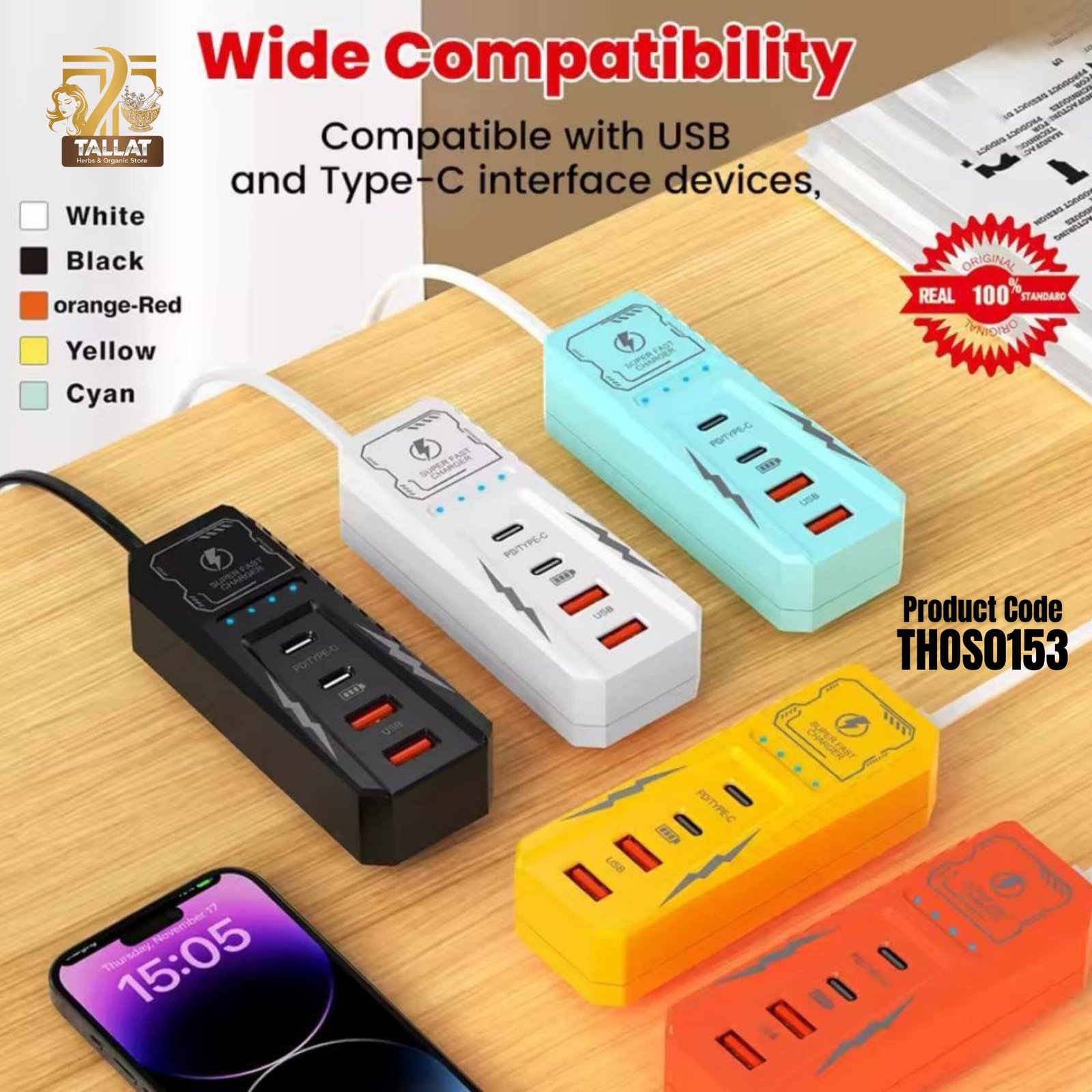 Charging Socket with 2 USB & 2 Type-C Ports – Power Strip Charger Station Extension Socket - Image 3
