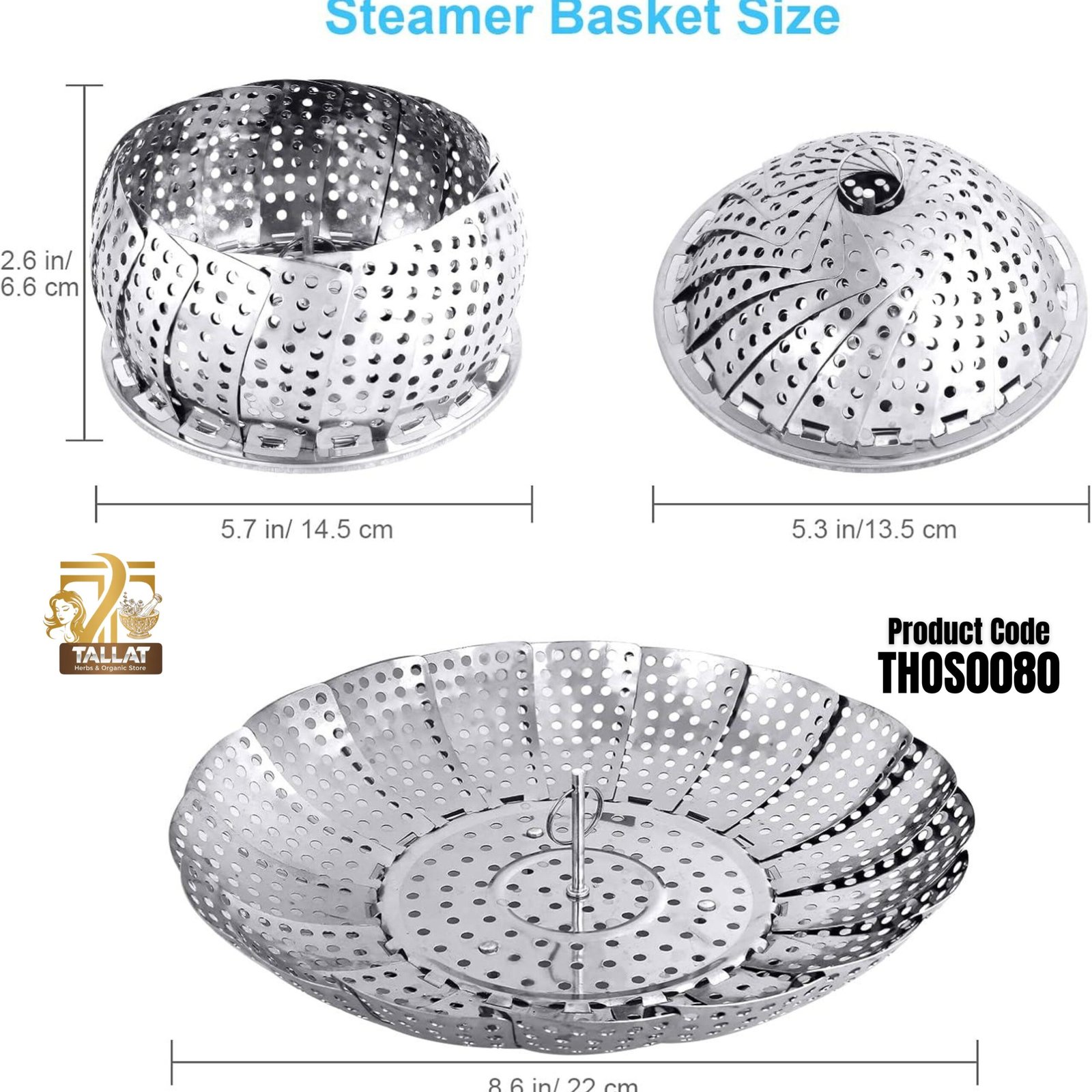 Food Steamer Collapsible Expandable Steamer Insert Stainless Steel Vegetable Dumpling and Food Cooking Basket - Image 2