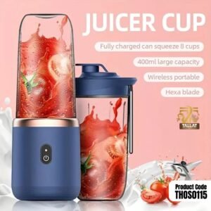 Hexa Blade Juicer Rechargeable Mini Automatic Electric Juicer 2 In 1 Portable Blender Bottle