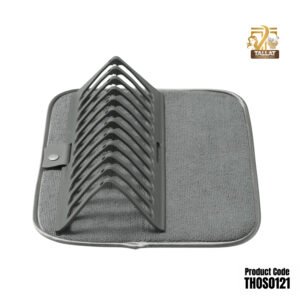 New Dish Drying Rack With Absorbent Microfiber Mat – Space Saving Kitchen Drying Organizer