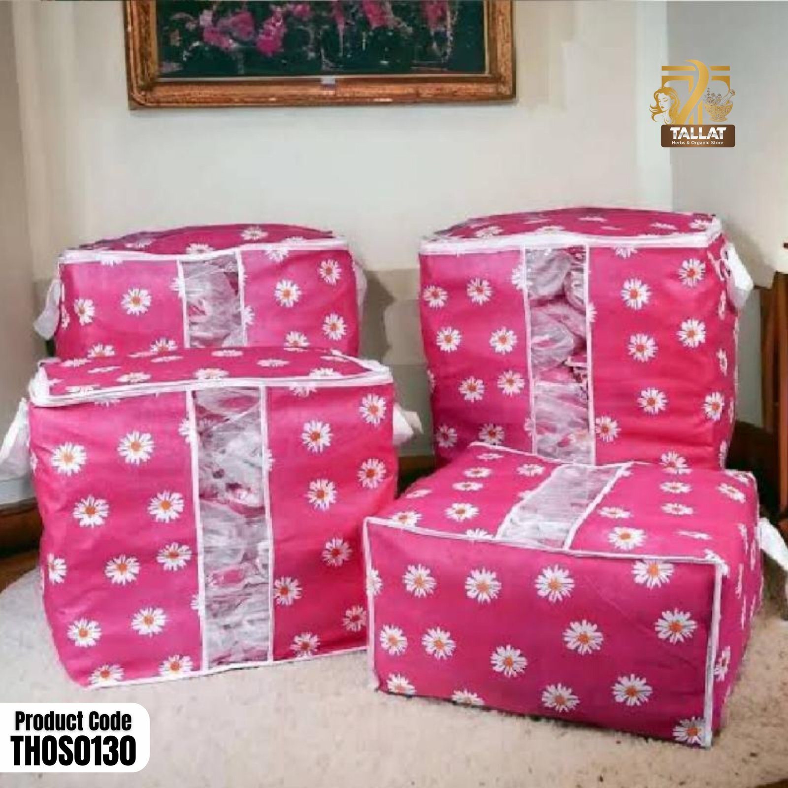 Printed Floral Storage Blanket Bag Organizer – Large Capacity Clothes & Blanket Storage Bag - Image 2