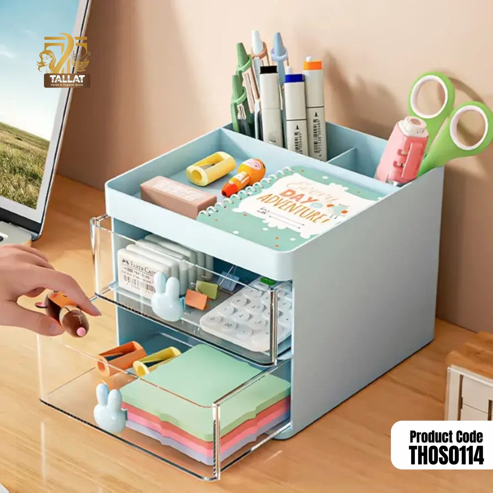 Rabbit Desk Organizer Makeup and Stationery Storage Box with Drawers BPA Free - Image 2