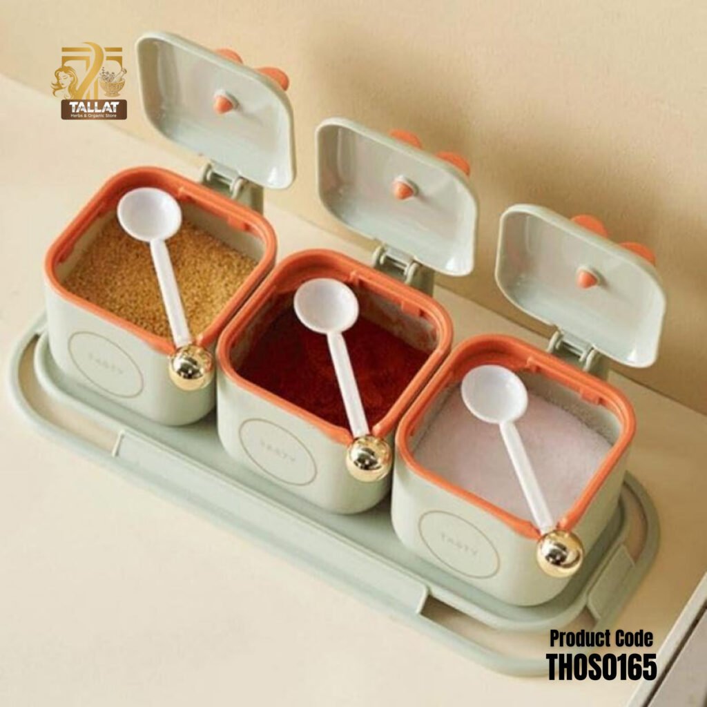 3 in 1 Nordic Spice Jar Set with Tray & Spoon – Spice Container with Lid