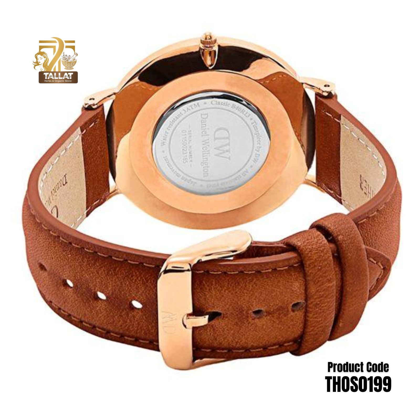DW Leather Strap Men Wrist Watch – Analog Brown Leather Luxury Stainless Steel Watch - Image 2