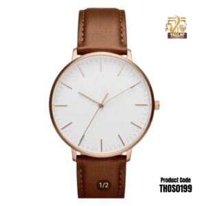 DW Leather Strap Men Wrist Watch – Analog Brown Leather Luxury Stainless Steel Watch